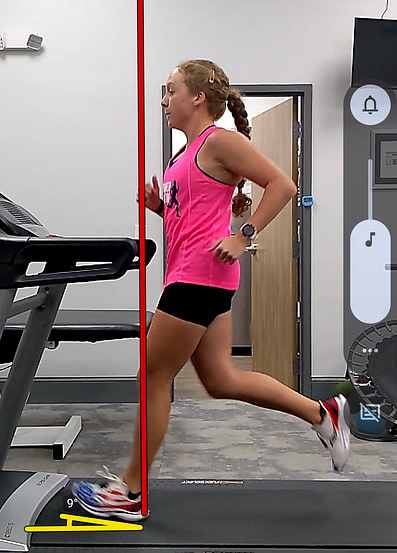 Screenshot_20211204-111210~2 Danielle is shown to be over-striding with initial contact occurring too far in front of her body.