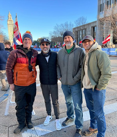 marathon with PF, walker, matt Louisiana Marathon weekend hanging out with Matthew Moran, Walker Higgins, & FreshJunkie Racing member, Coach Pat Fellows